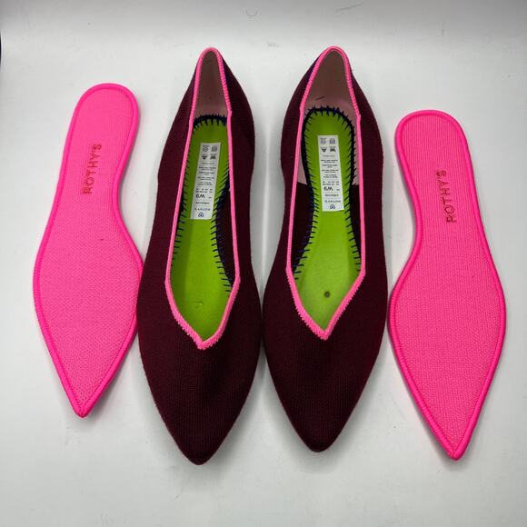 Rothys Retired Currant Merino Point Flats Multicolor Size 9 - Picture 6 of 7